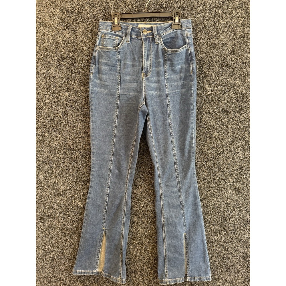 Windsor Denim Jeans Womens 1‎ Blue High Rise Flared Slit Hem Stretch Med Wash